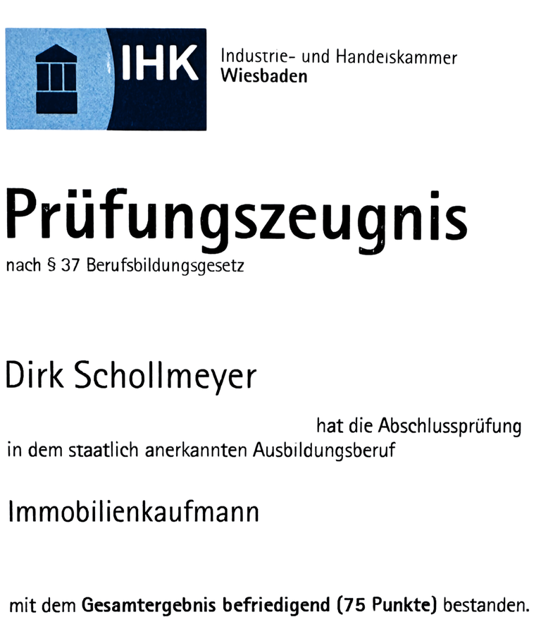 IHK Zeugnis Dirk