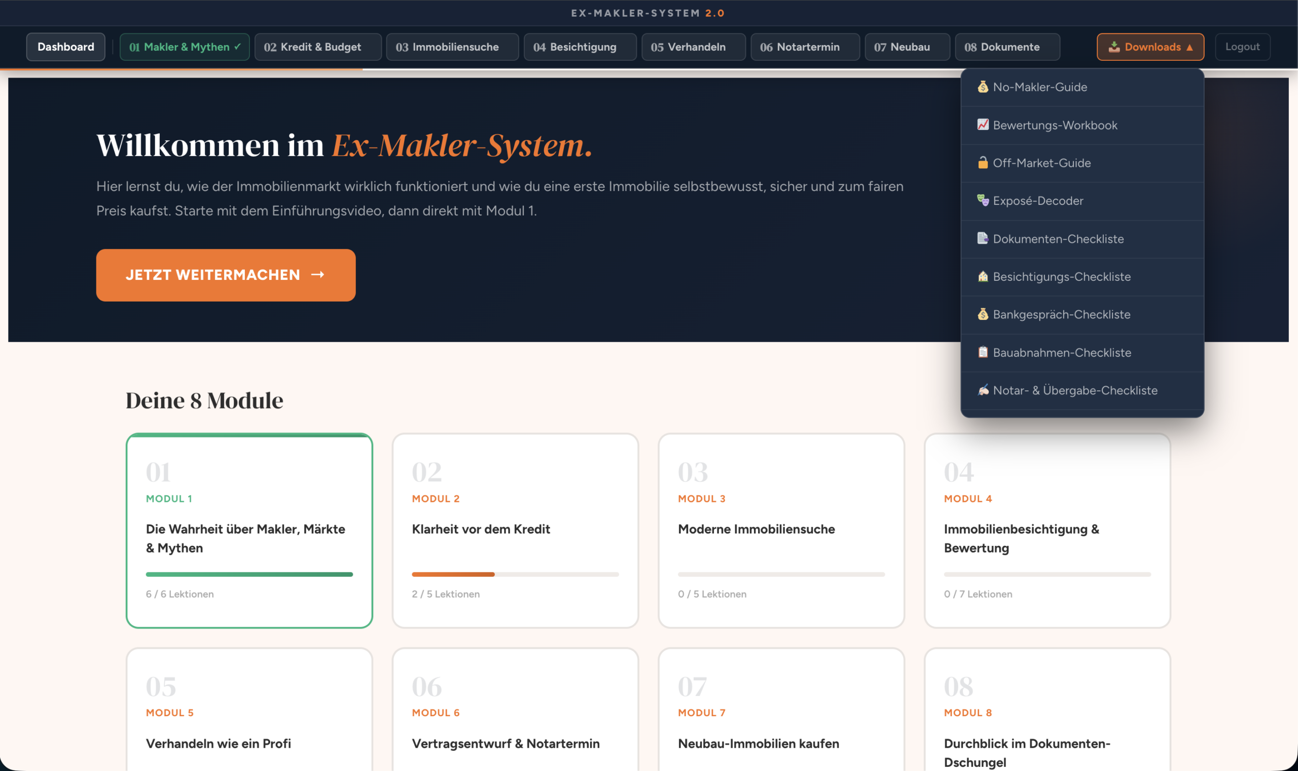 Kursbereich Screenshot 3